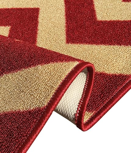 Miniatura 4 de Tapetes con revestimiento trasero de caucho y diseño en zig zag - para entrada de mascotas, baño, pasillo, sala de estar, comedor, cocina, de la