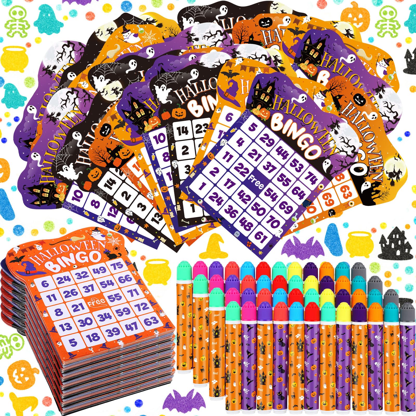 Photo 1 of Eersida Halloween Bingo Cards and Dot Markers Set