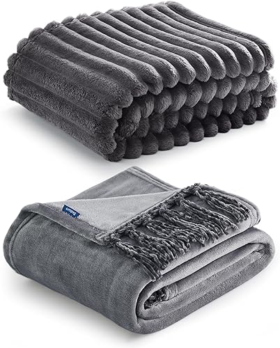 Miniatura 1 de Bedsure Manta gris y manta para sofá, cama, suave y ligera de felpa acogedora para niños pequeños, niños