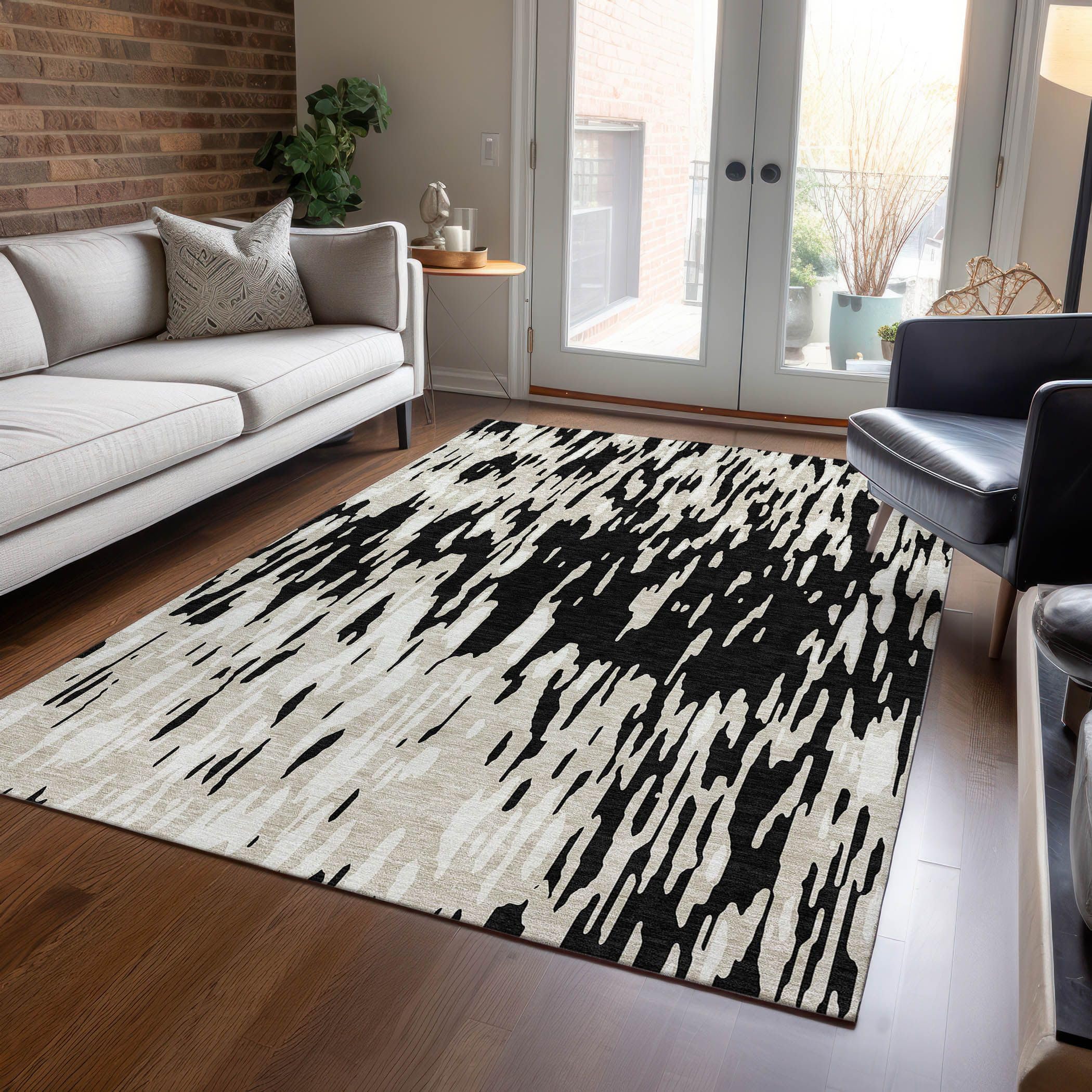 Addison Rugs Chantille ACN945 Black 9' x 12' Indoor Outdoor Area Rug, Easy Clean, Machine Washable, Non Shedding, Bedroom, Entry, Living Room, Dining