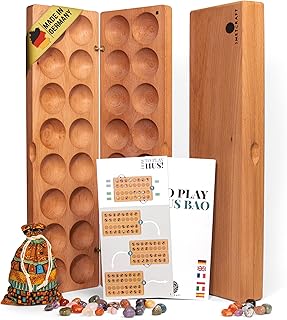 Generisch 2. Wahl Hus Bao Classic | Steinchenspiel | Mancala | Kalaha Spiel | Edelsteinspiel in Deutschland hergestellt | mit Edelsteinen, Beutel und Anleitung