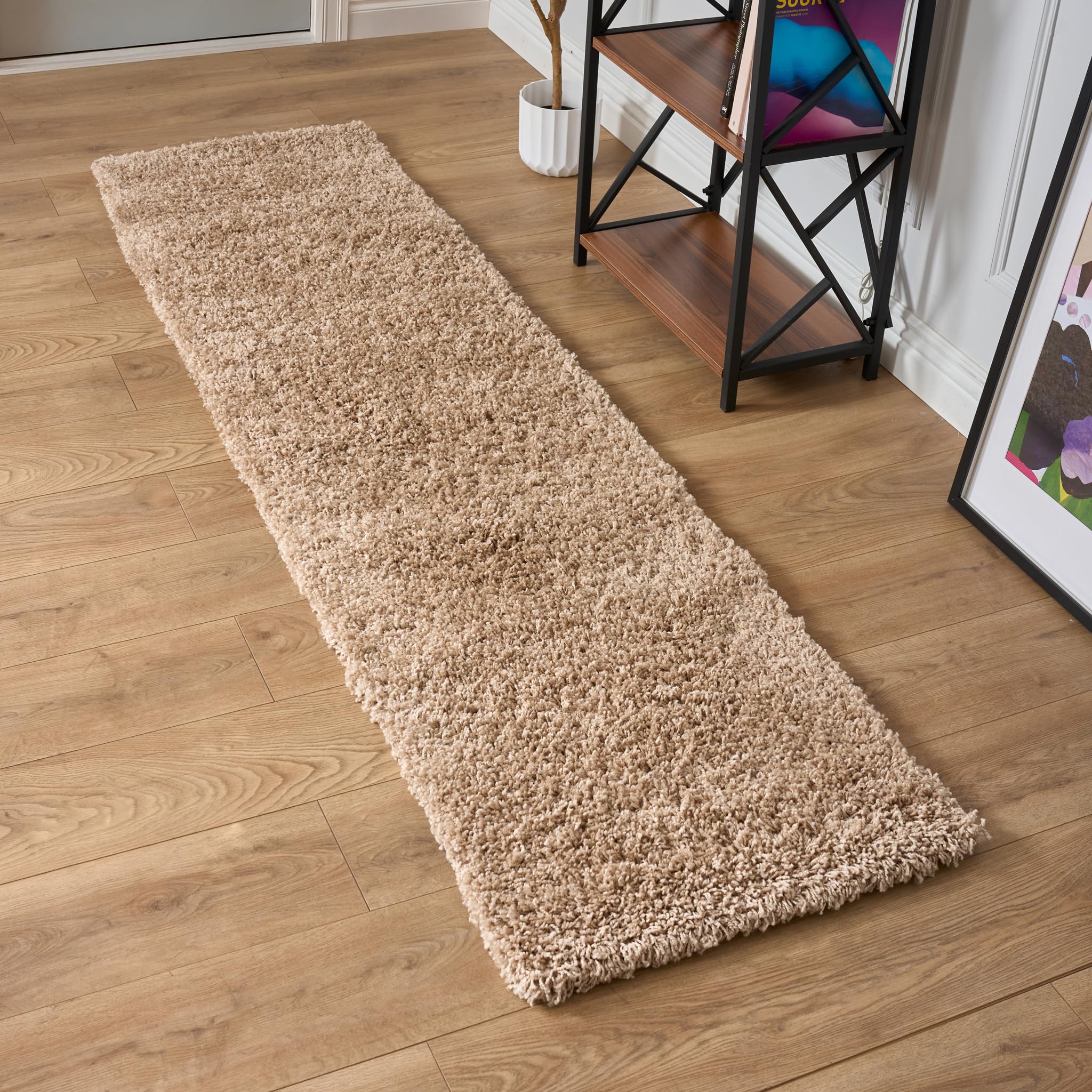 Bravich Navy Blue Shaggy Rug 80 x 150cm (2'7" x 4'11") 5cm Pile Medium Thick Fluffy Living Room Hessian Backed Washable — view 18