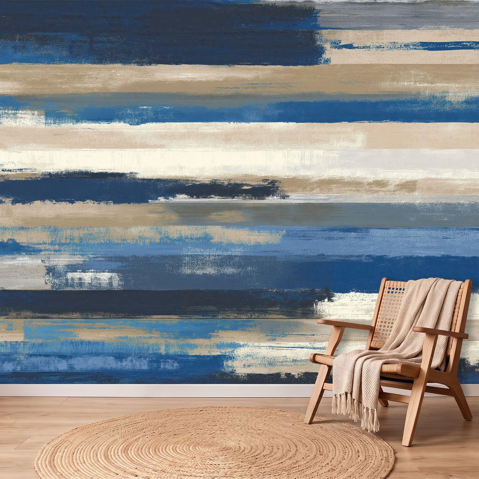 Papier Peint Panoramique Moderne Abstrait, Papier Peint Rayures Blocs De Couleur, Fresque Murale Intissée 400 x 280 cm Non Tissé Décoration XXL Murale Pour Salon, Chambre, Bureau