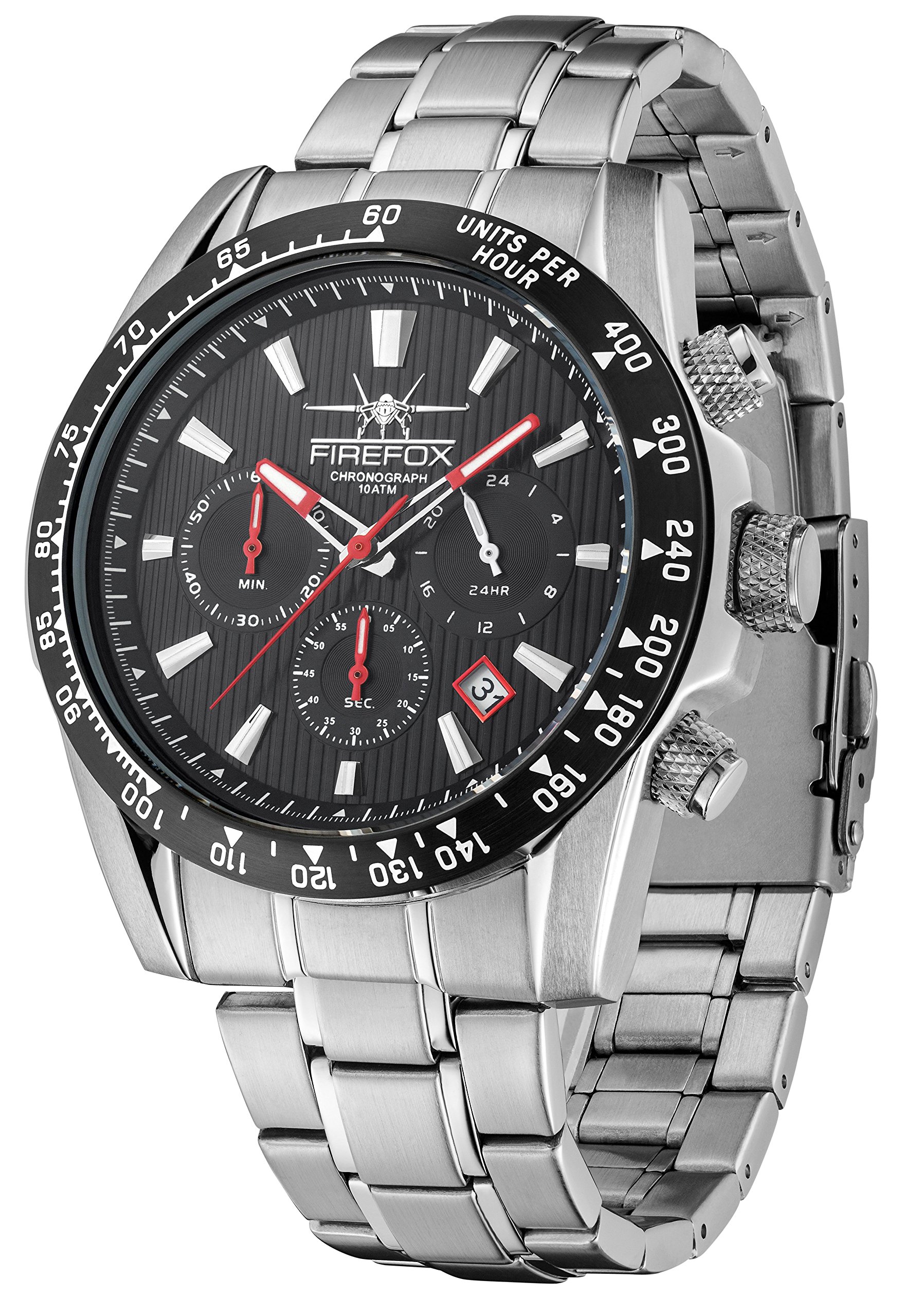 FIREFOX Sky Commander FFS23-102 schwarz Edelstahl Chronograph Herrenuhr Armbanduhr 10 ATM druckfest