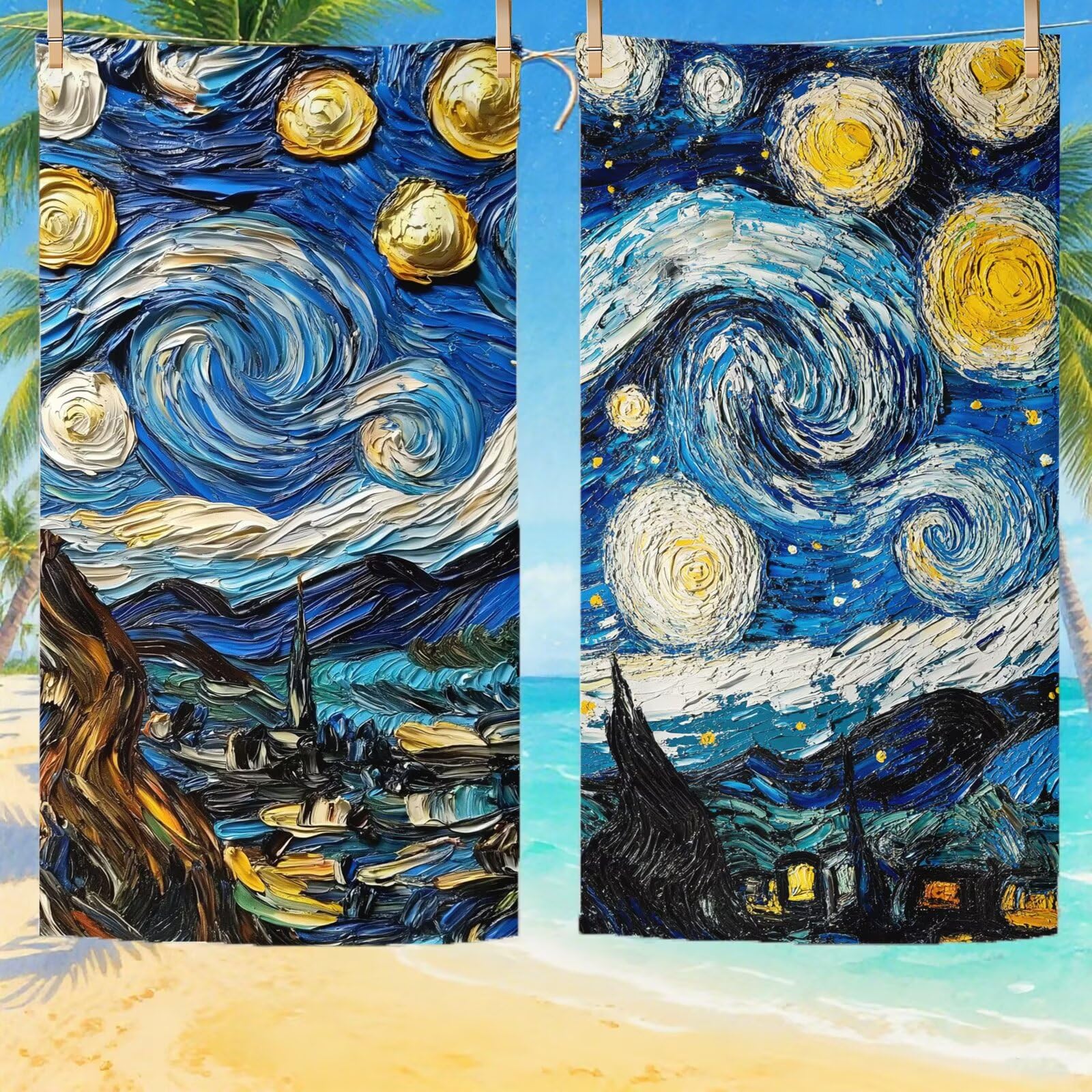 Telo Mare Microfibra, Telo Mare Grande 200 x 100 cm Set da 2, Antisabbia Asciugatura Rapida Assorbente Salvietta da Spiaggia Asciugamano per Palestra Piscina Viaggi Sport Picnic, Cielo stellato Q-724