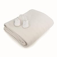 Carmen King Size Fitted Electric Under Blanket with Overheat Protection, 65W x 2, 203 x 152cm + 40CM Skirt, White, C81191
