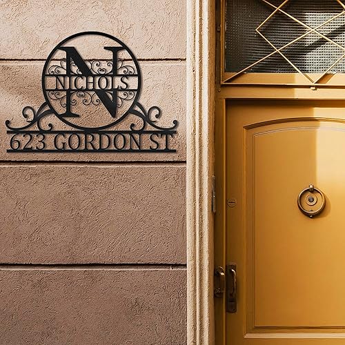 Miniatura 6 de Placa de dirección personalizada con número de casa, letrero de dirección personalizado de metal para exteriores, letrero montado en la pared