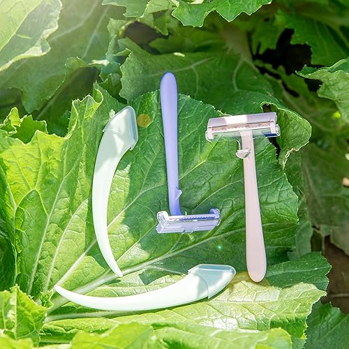 Miniatura 2 de Maquinilla de afeitar facial con baldo de seguridad, maquinilla de afeitar recta para depilación, 2 piezas para recortar cejas (morado)