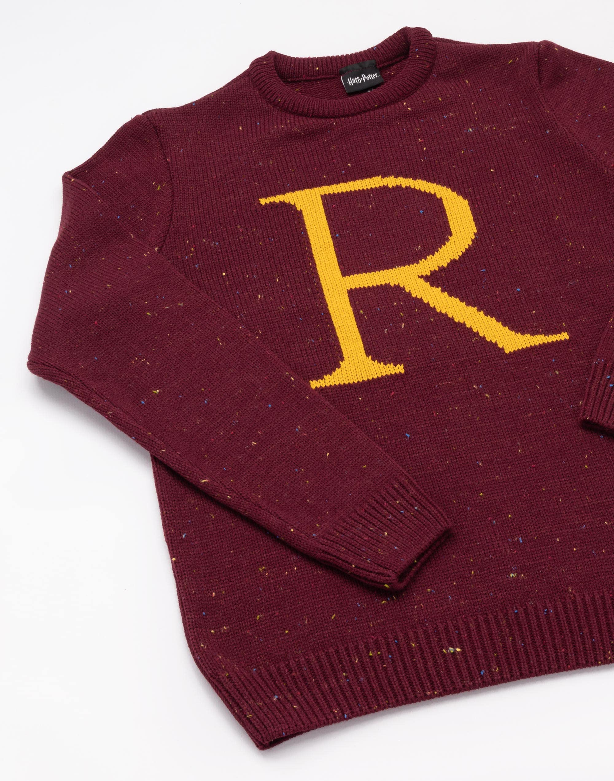 Harry Potter R dla Rona Świąteczny Sweter dla dorosłych | Męska i damska bluza z dzianiny Ron Weasley Letter R | Xmas Movie Gadżety Odzież Prezent w kolorze czerwonym | Świąteczny prezent z Hogwartu