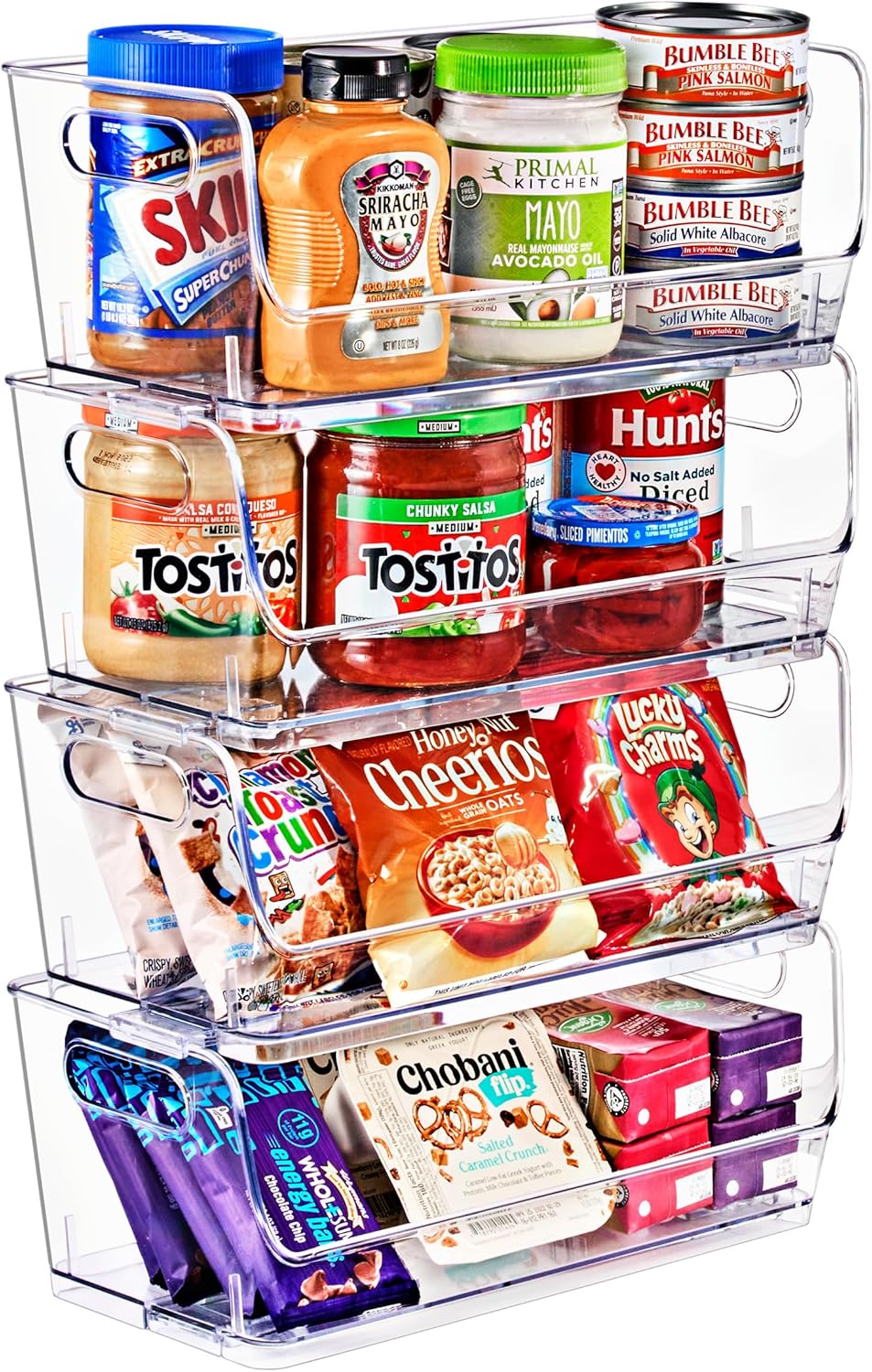 Sorbus Stackable Storage Bins Open Front, Clear Stackable Storage Bins, Pantry Bins for Storage and Organization, Acrylic Stackable Bins for Kitchen, Clear Pantry Organizer Bins (Small Narrow 4 Pack) - Image 2