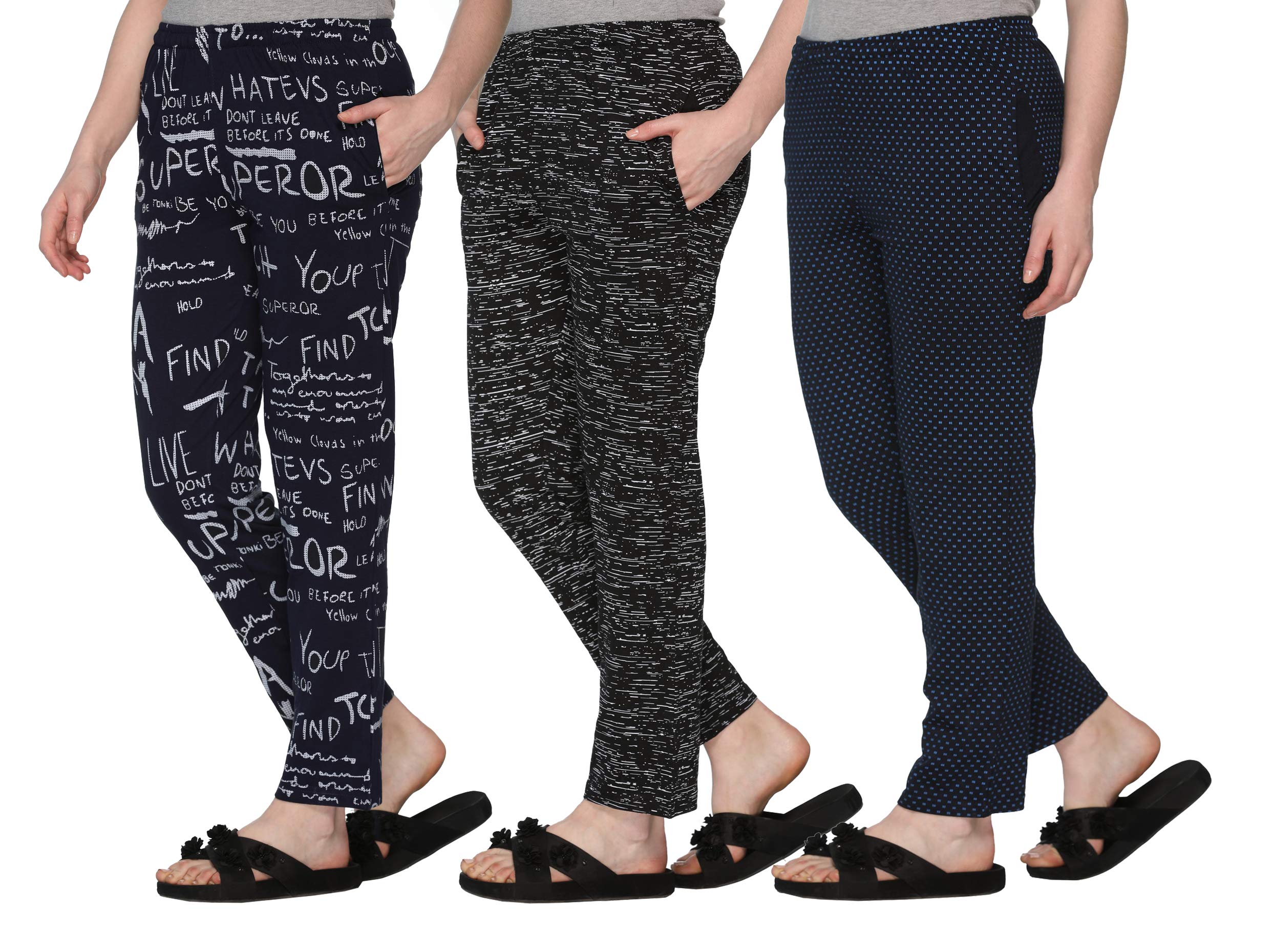 SHAUN Women's Regular Fit Mid Rise Trackpants (Pack of 3) (B07RSZ76CB_Multicolored_X-Large) 1