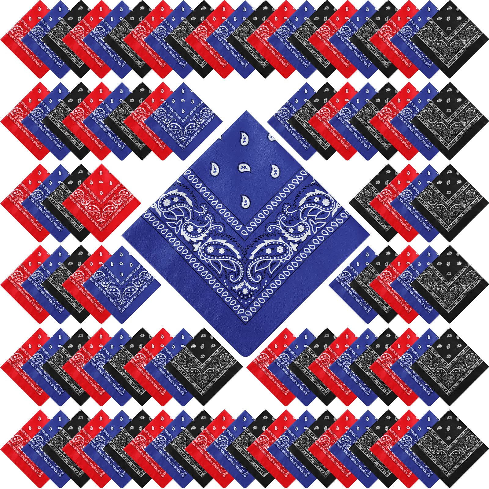 Handepo 150 Pcs Bandanas Bulk, Colorful Paisley Bandanas Unisex Head Wrap Scarf Cowboy Headband Handkerchief