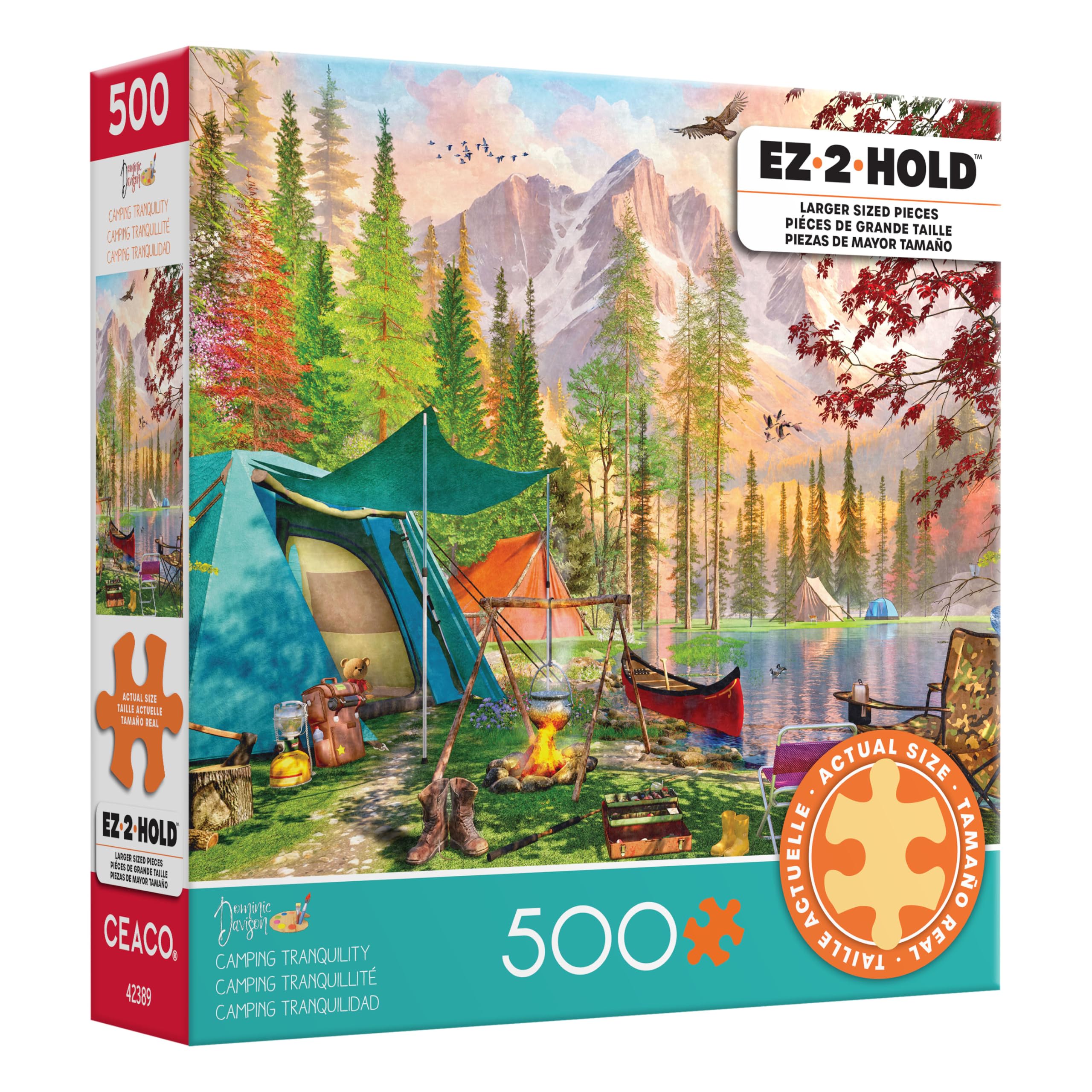 Ceaco - EZ 2 Hold - Dominic Davison - Camping Tranquility - 500 Piece Puzzle for Adults - Challenging and Perfect for Game Nights - Finished Puzzle