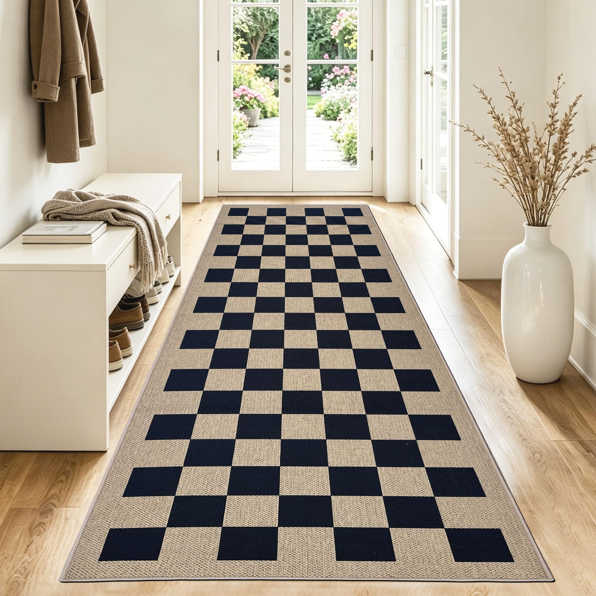 Tapis en jute noir lavable 80x200cm pour sécuriser vos sols de bureau