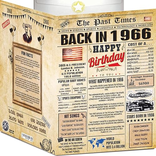 60th Birthday Card for Women Men - Back In 1966 Newspaper - - 60th Birthday Gifts For Grandmother