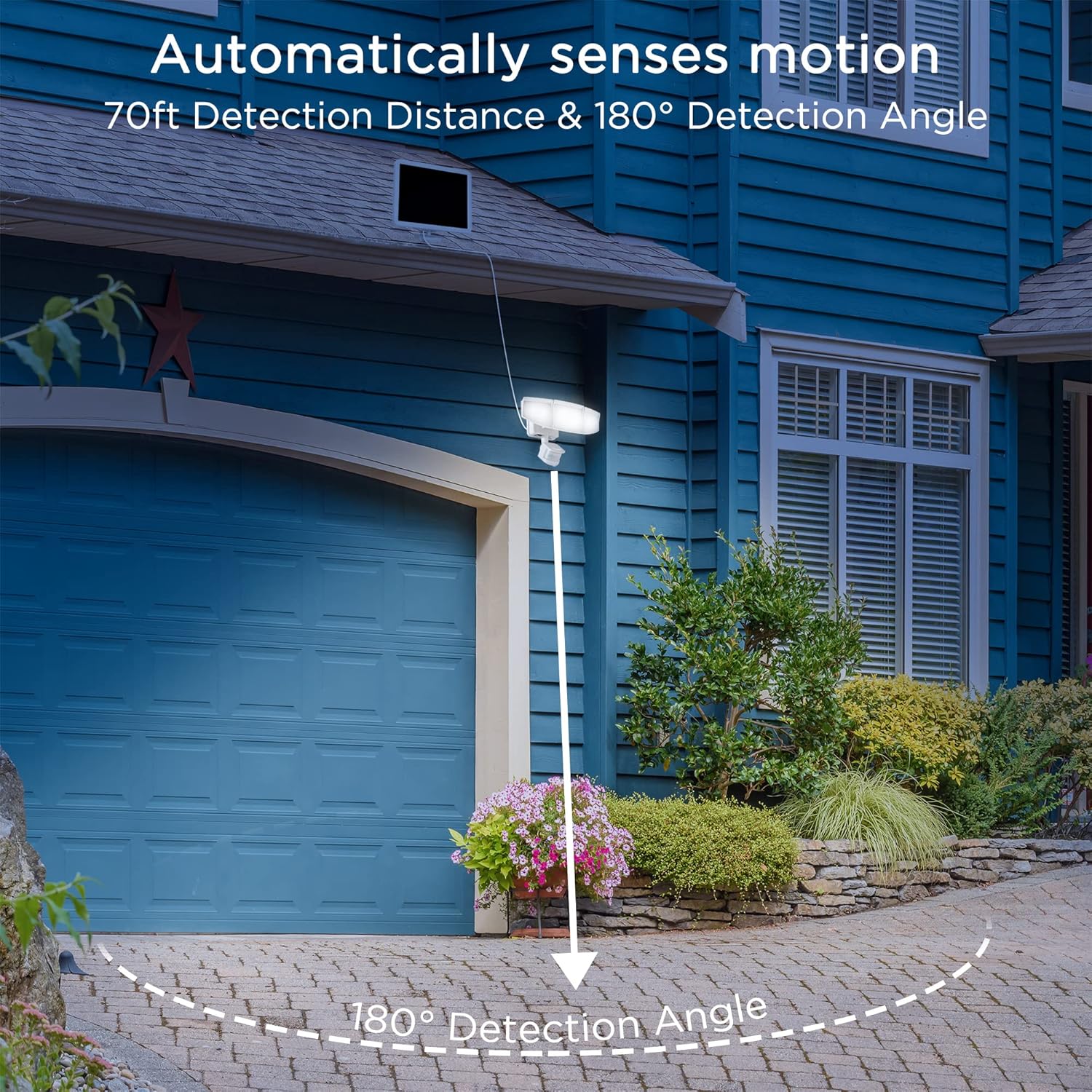 Solar Security Lights Motion Outdoor, 1800LM, Solar LED Motion Sensor Lights with 3 Adjustable Heads, 6500k, Water Resistant Flood Light for Garage, Yard, Garden (White)