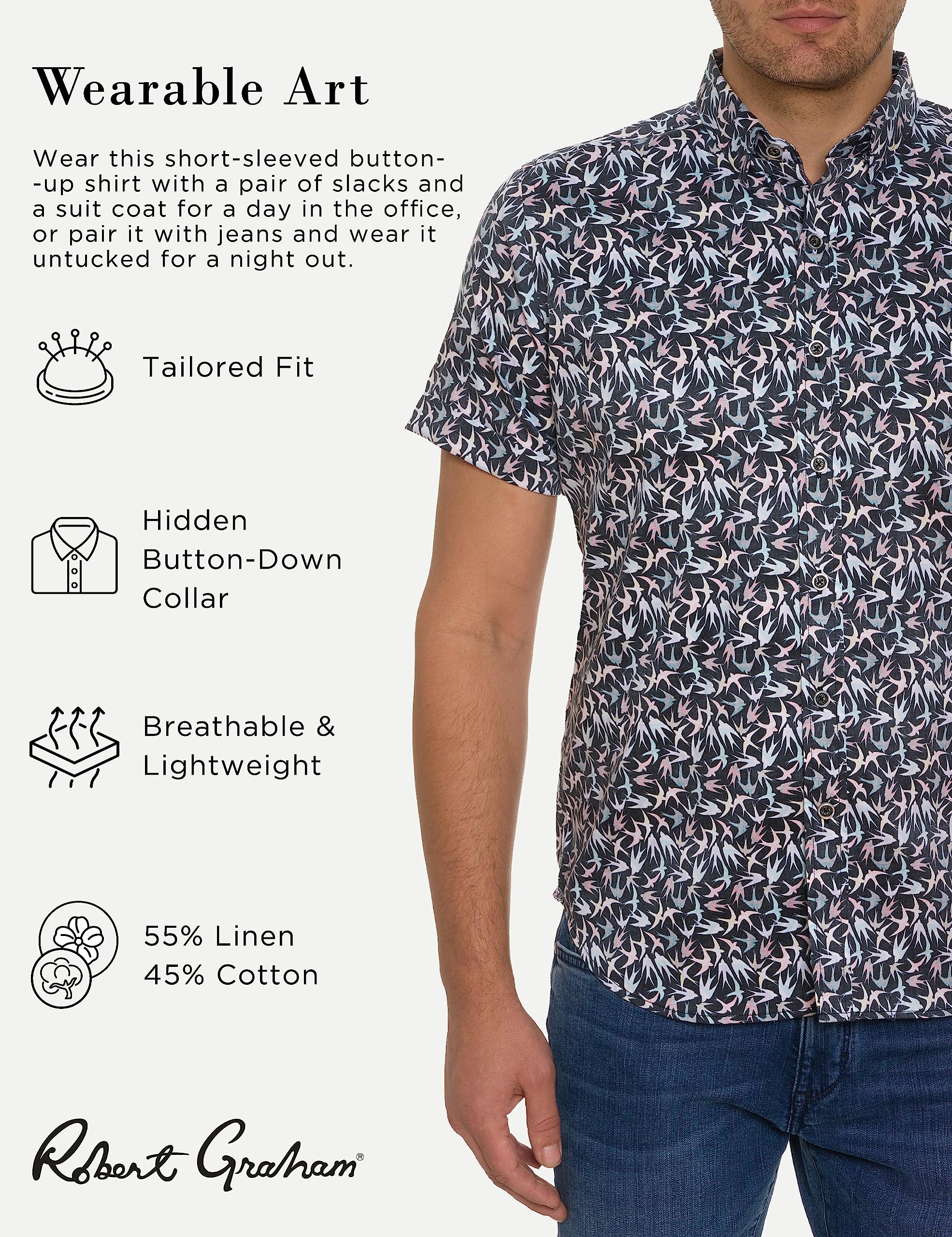 Robert Graham Herren S/S Woven Shirt Hemd mit Button-Down-Kragen