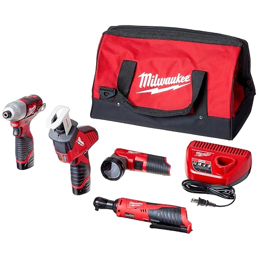 Milwaukee Combo Kit (5 herramientas) con (2) baterías, cargador y bolsa de herramientas