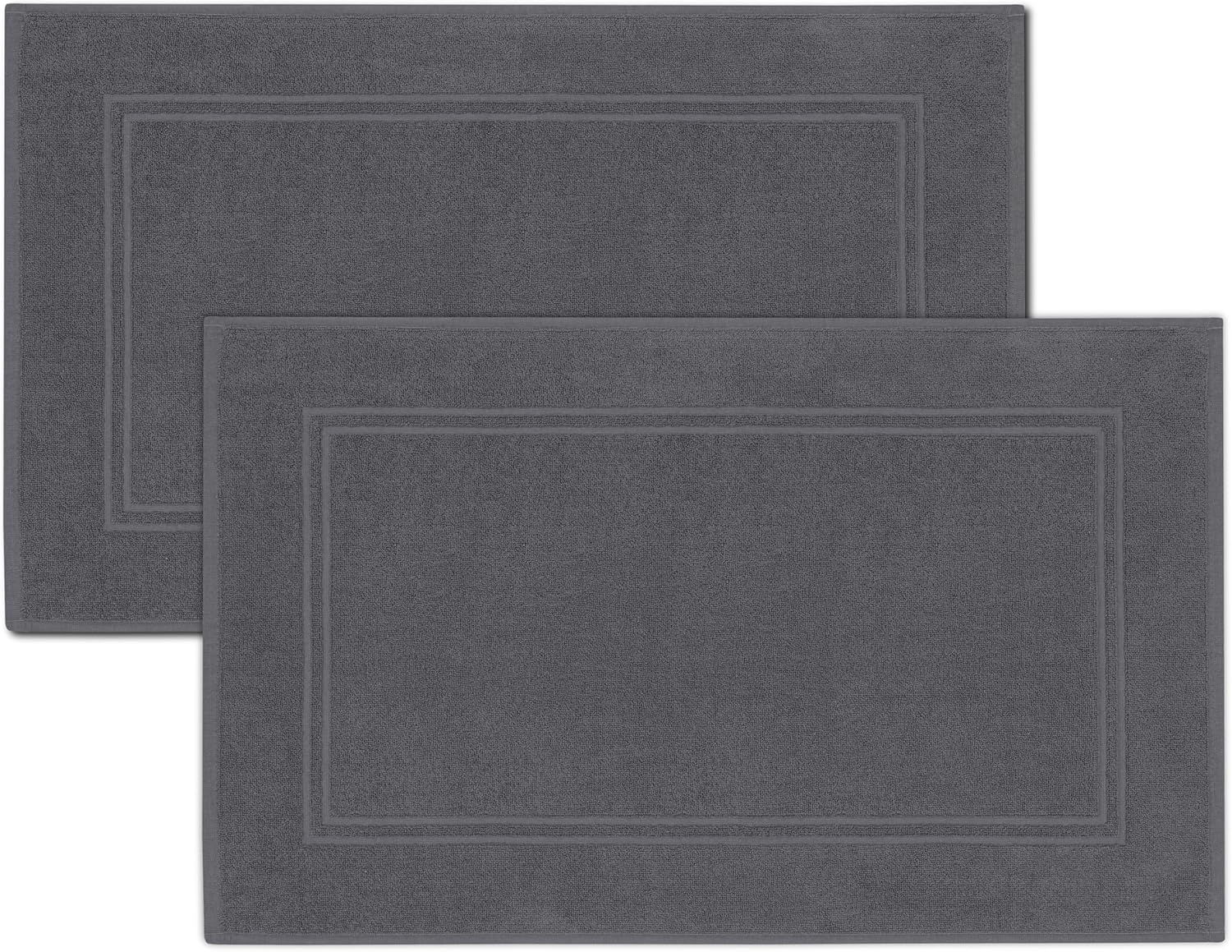 Tens Towels Pack of 2 Bath Mats 100% Cotton, 20 x 32 Inches, Super Absorbent, Hotel Quality Premium Floor Towels, Luxurious, Soft & Quick Dry, Not a Bathroom Rug, Dark Grey