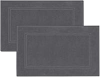 TensTowels Pack of 2 Dark Grey Bath Mats 100% Cotton 20x32 - Super Absorbent Hotel Quality Soft Quick Dry Floor Towels