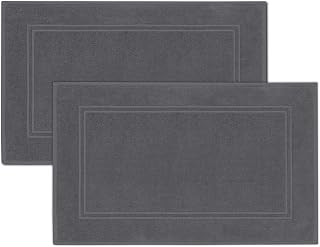 TensTowels Pack of 2 Dark Grey Bath Mats 100% Cotton 20x32 - Super Absorbent Hotel Quality Soft Quick Dry Floor Towels
