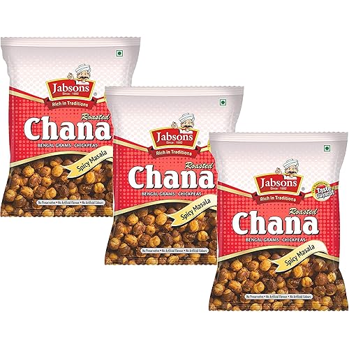 Miniatura 10 de Jabsons - Garbanzos Chana asados (paquete de 3), 5.29 oz x 3 (Hing Jeera)