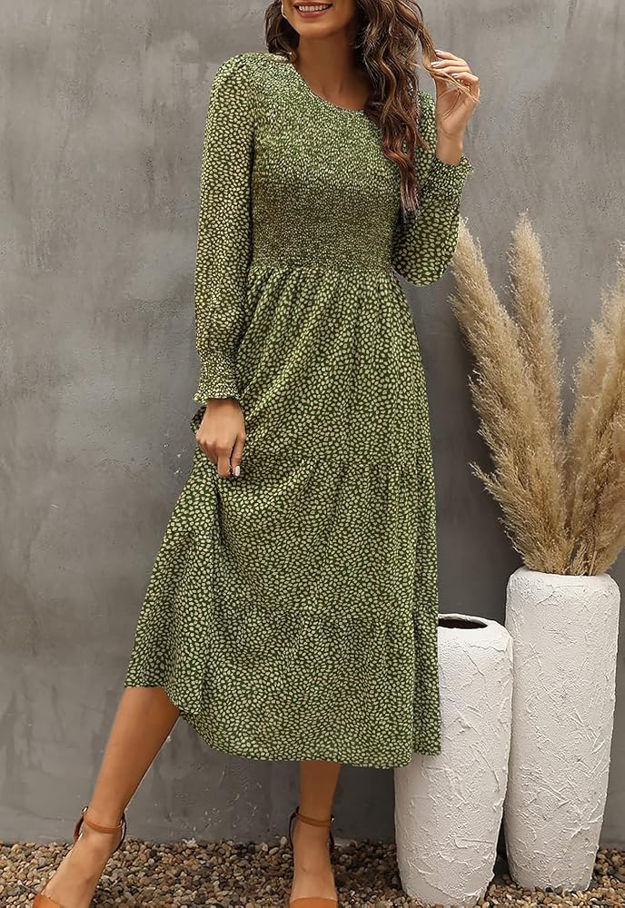 Cascades Long Sleeve Tiered Dress サイズ3 Zattcas Casual Puff Long Sleeve Floral Fall Dresses for Women 2025