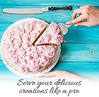 Vista 5 de Homi styles Juego de 2 cuchillos y servidores negros para tartas, cortador de pasteles y espátula, servidor de pasteles y cuchillos con agarre