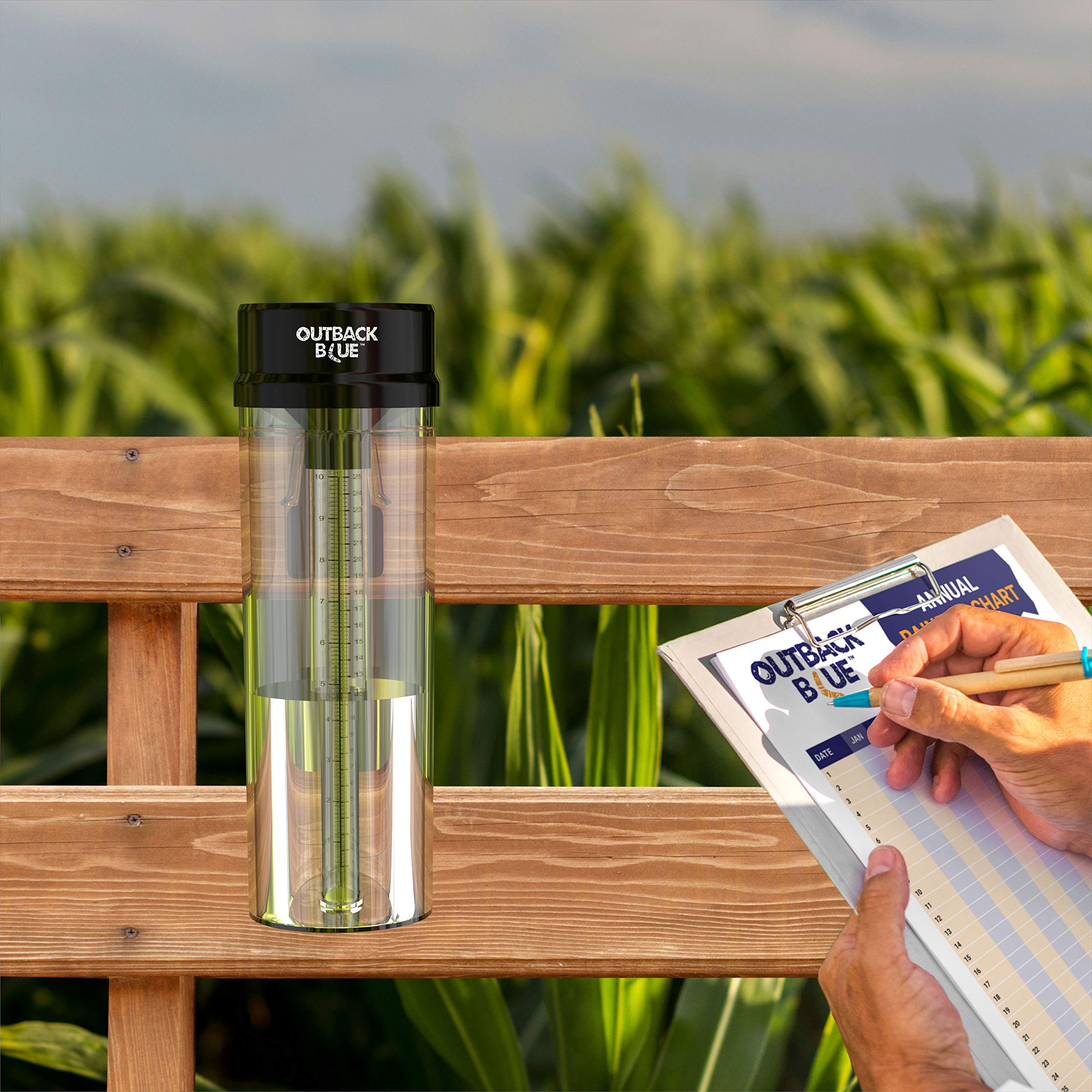 RAIN GAUGE Large 280mm/11 Inch Capacity by Outback Blue. Professional