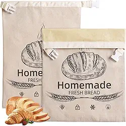 1 pacote de sacos de pão de cera de abelha para fermento, saco de pão de linho orgânico reutilizável para massa fermentada caseira 43 x 30 centímetros saco de pano de armazenamento de alimentos