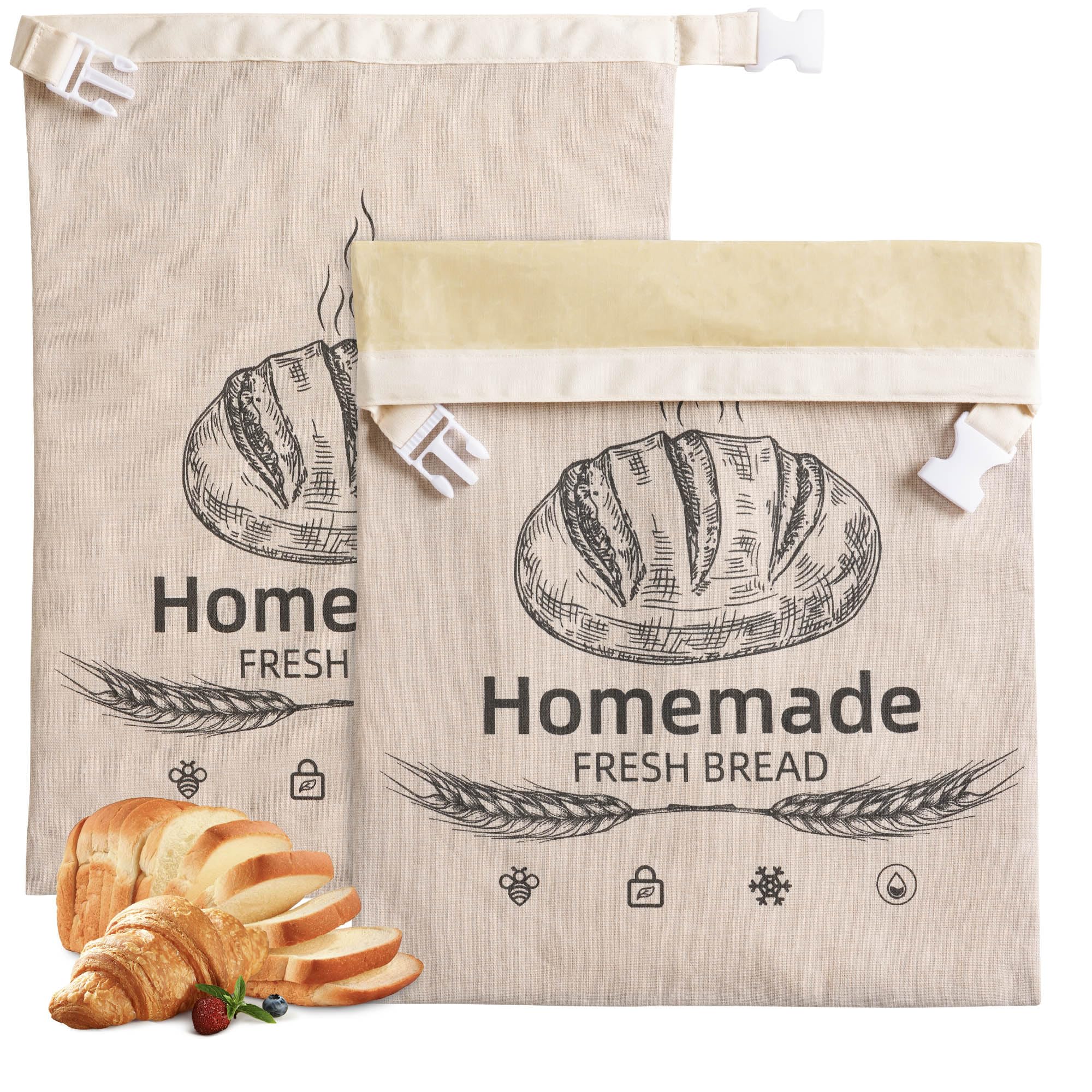 Photo 1 of 1 Pack Beeswax Bread Bags for Sourdough,Reusable Organic Linen Beeswax Bread Bag for Homemade Sourdough 17 x 12.6 Inches Food Storage Cloth Bag – Freezer-Friendly & Freshness Preservation