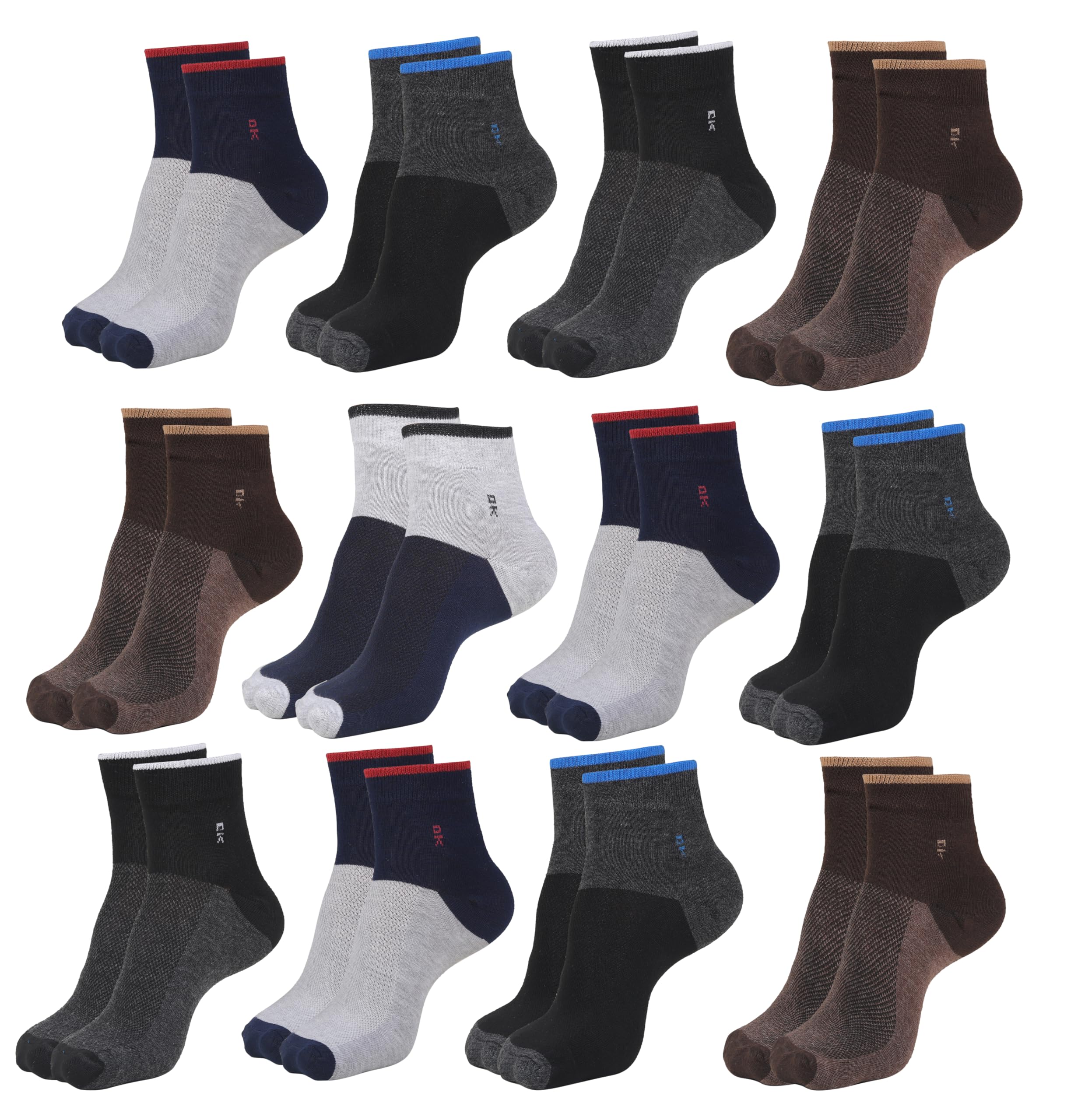 ClothCraze 12 Pairs Stripped Ultra soft Ankle Socks for Men Multicolor, Pack of 12, Free Size, (Socks_009)-picture-45