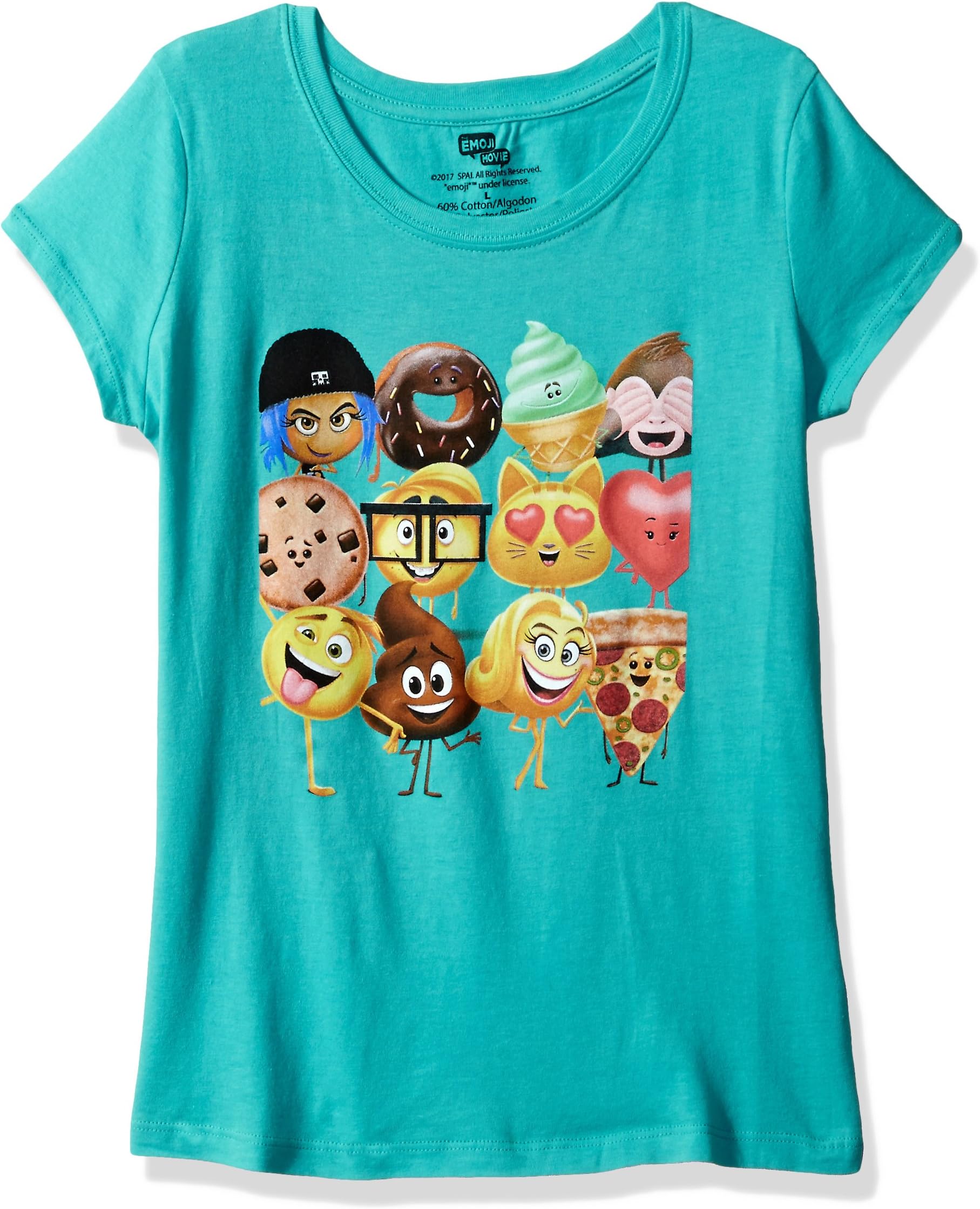 Emoji Movie Girls' Character Super Group Short Sleeve T-Shirt
