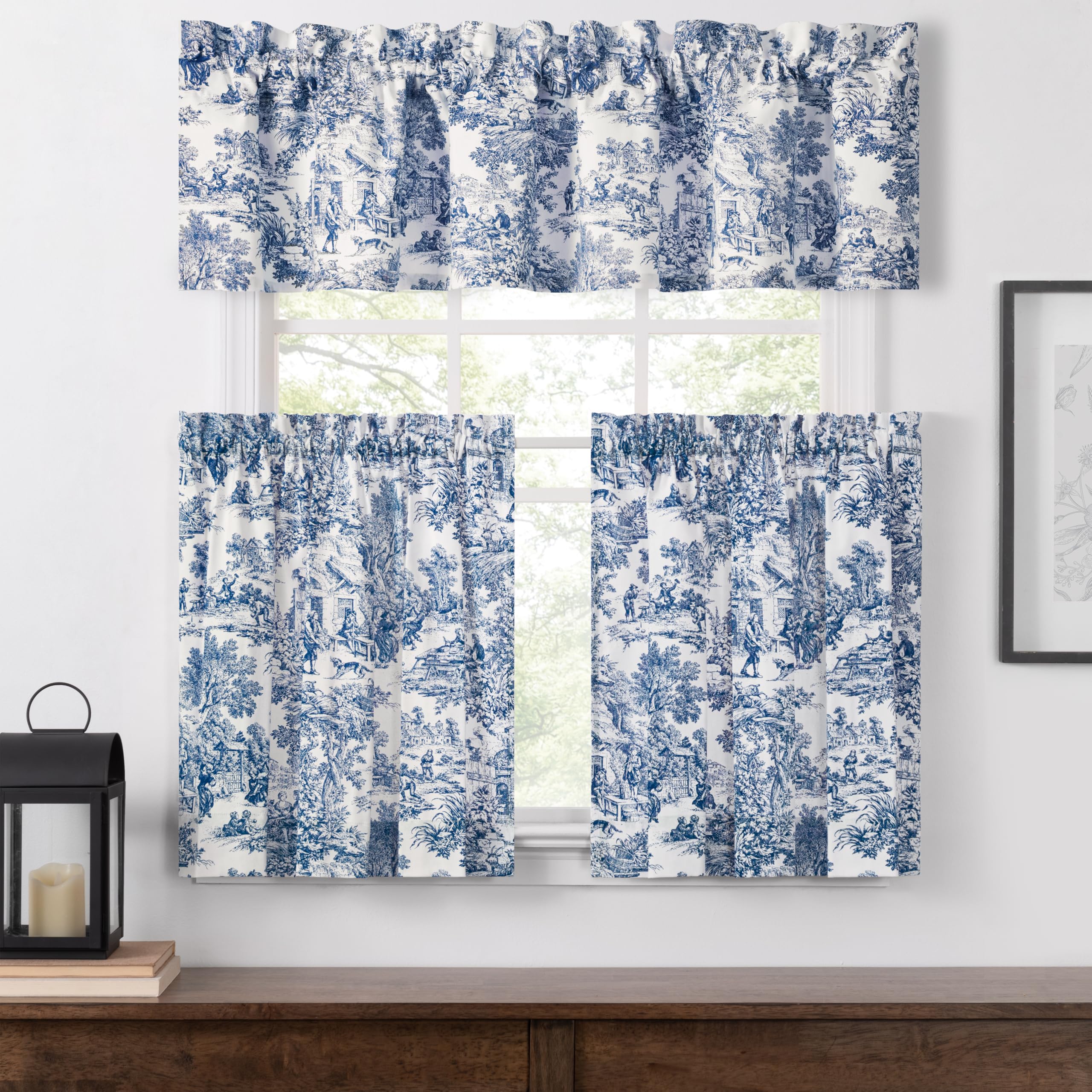 Amazon.com: Victoria Park Toile 68-Inch-by-30 Inch Tailored Tier