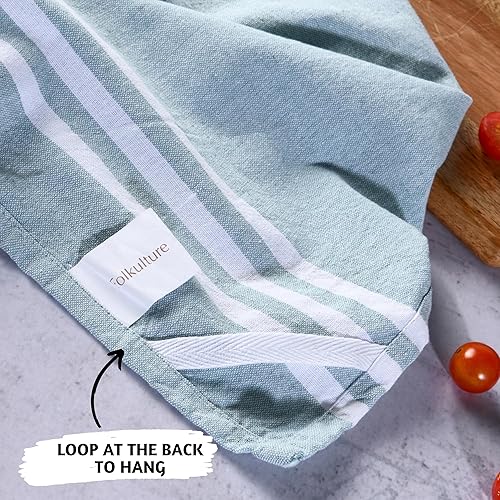 Miniatura 6 de Folkulture Juego de toallas de cocina y paños de cocina con lazo para colgar, juego de 6 paños de cocina 100% algodón, paños de cocina para