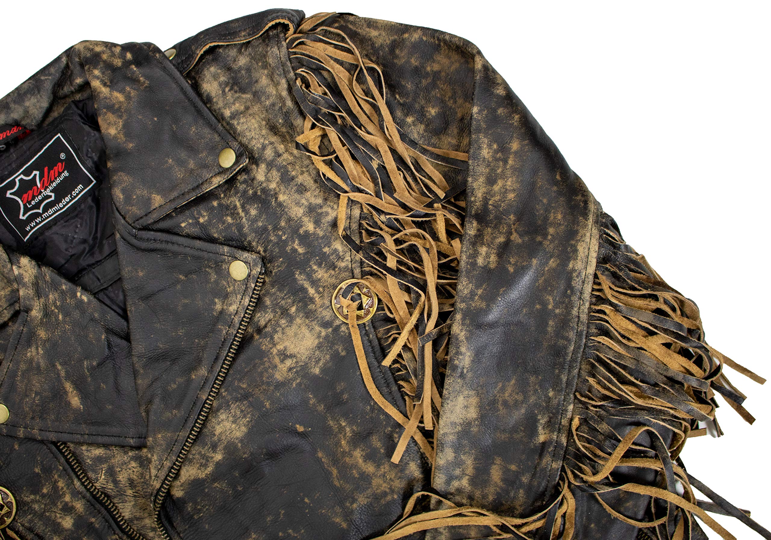 Chopper Lederjacke mit Fransen aus echtem Leder im Vintage Look