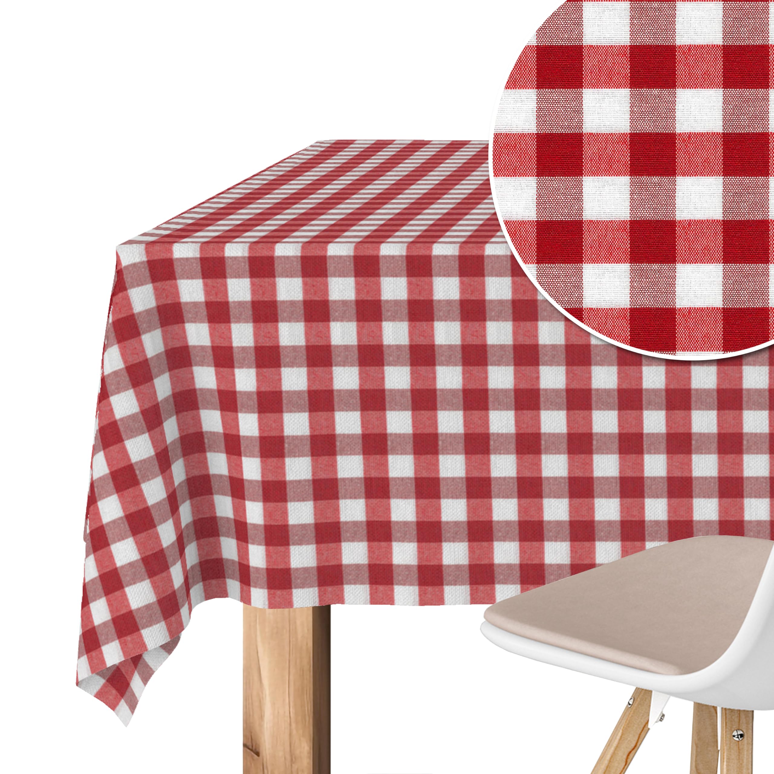 Martina Home - Vichy Teflon Tablecloth - Red - 180 x 140 cm, 70.9 x 55.1 inch (Rectangular)