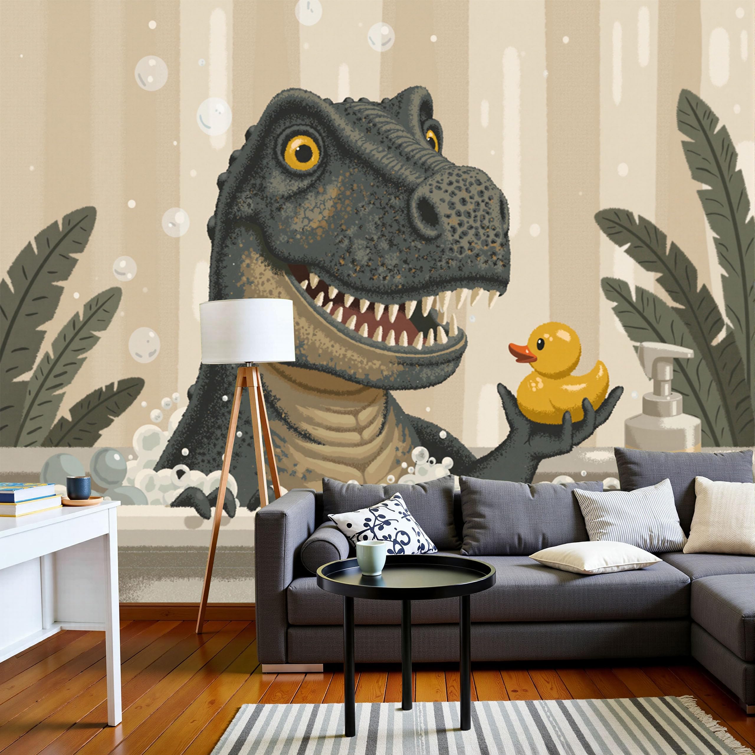Papier Peint Panoramique 3D Dinosaure 400x280cm en Soie pour Chambre d'Enfant