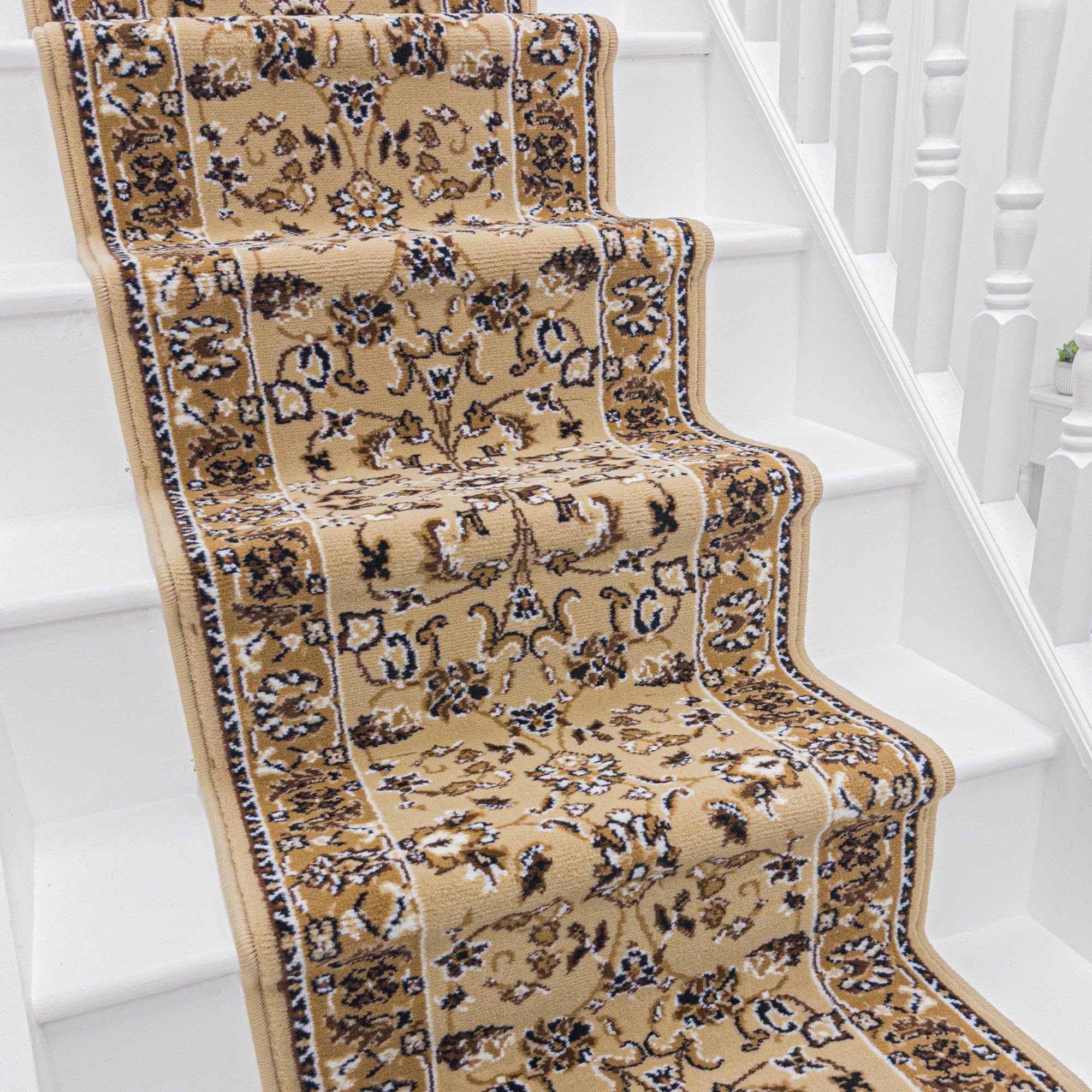 runrug Soft & Comfortable Stair Runner - Smooth & Durable Carpet for Stairs - Stain-Resistant, Fade-Resistant - Multiple Sizes - 720cm x 60cm - 9mm Thick - Traditional, Sepia