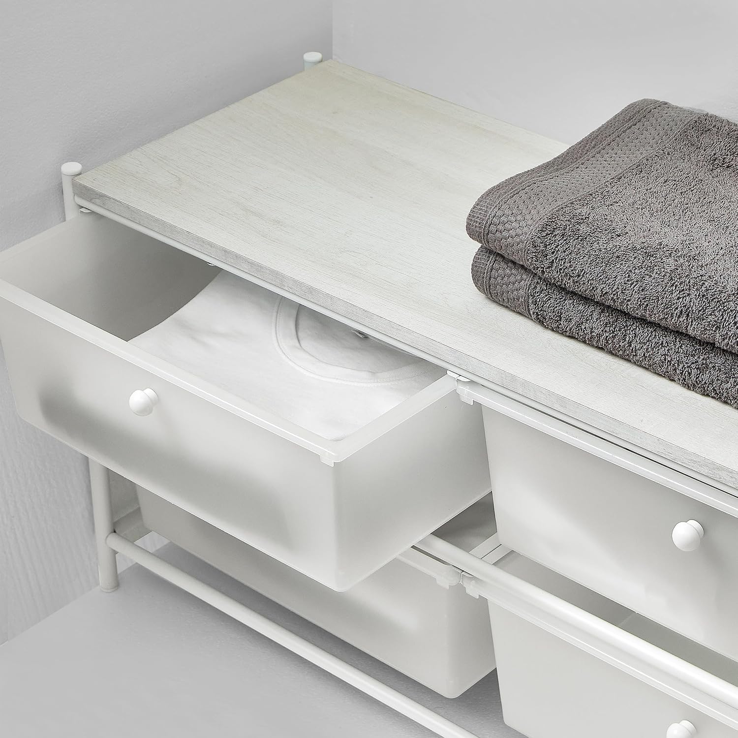 Suprima® Multipurpose Drawers with Shelf - White/Whitewash Top
