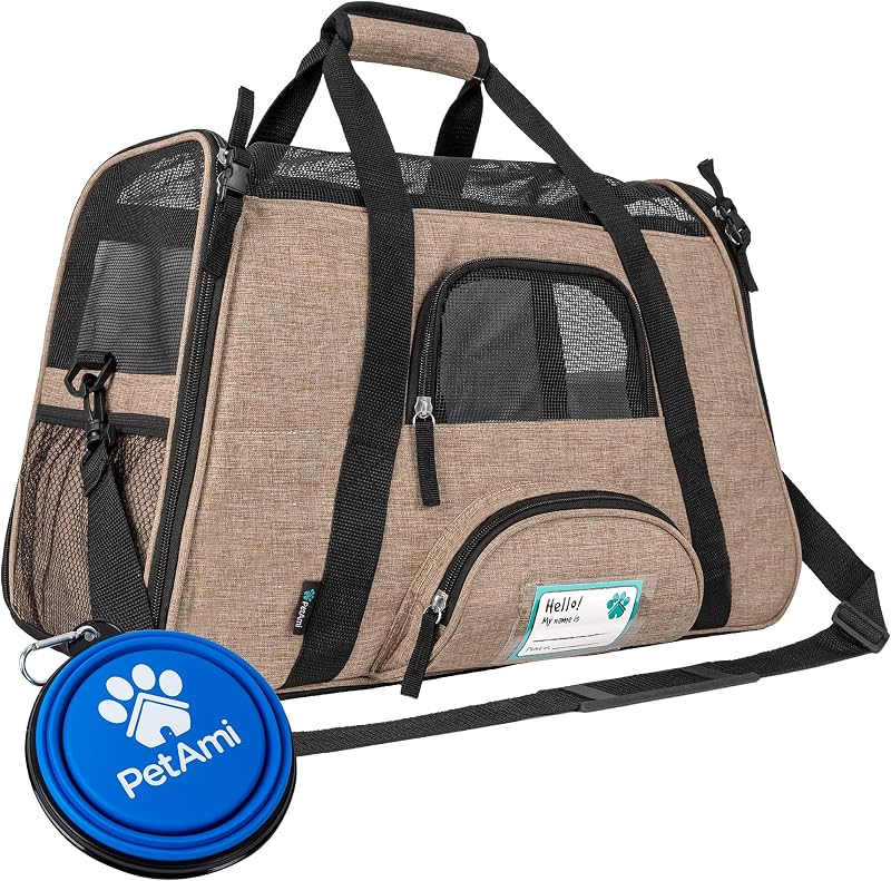 Caixa de Transporte Flexível PetAmi para Gatos e Cães Pequenos, Grande Heather Taupe