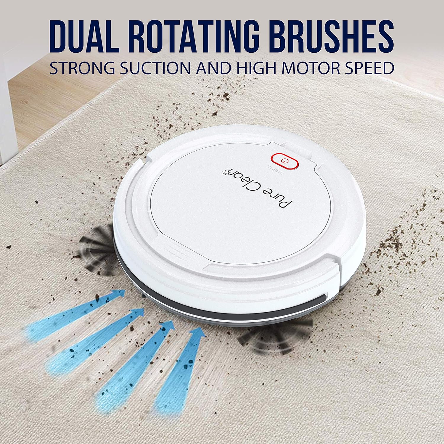 Smart Automatic Robotic Vacuum Cleaner - Slim Rechargeable Electric Automatic Robot Vacuum Cleaner w/, Self Programmed Navigation, Anti-fall Sensors - (Carpet, Hardwood, Linoleum, Tile), White