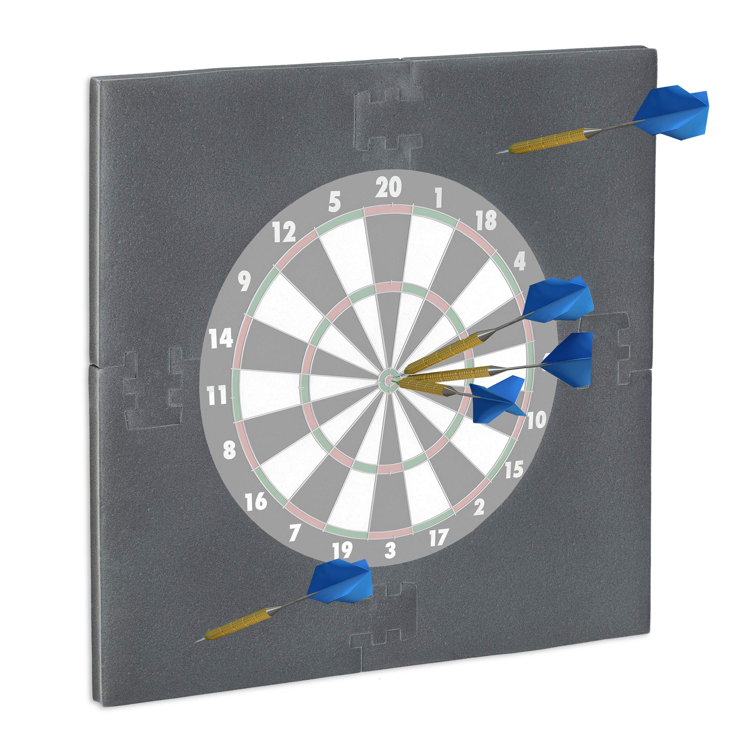Relaxdays Dartscheibe Schutzring "R6", Wandschutz für 45 cm Dartboard, EVA, Dart Auffangring HBT: 71x71x3 cm, grau