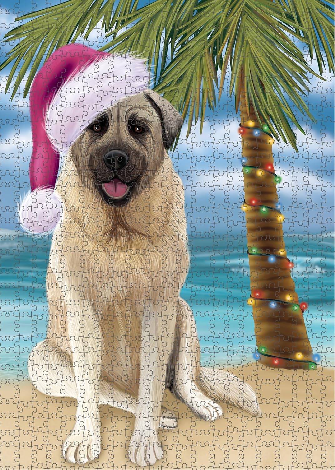 Summertime Beach Anatolian Shepherd Dog Jigsaw Puzzle for Adults - Animal Printed Interlocking Puzzle Game Artwork - Gift for Dog Lover's - 300 Pcs 14"x20"