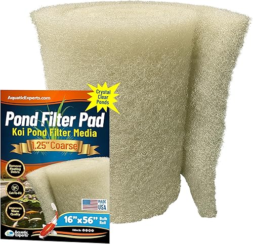 Aquatic Experts Almohadilla de filtro de estanque gruesa beige  1.25 pulgadas de grosor  Rollo a granel para estanque de agua para jardín  Fabricado