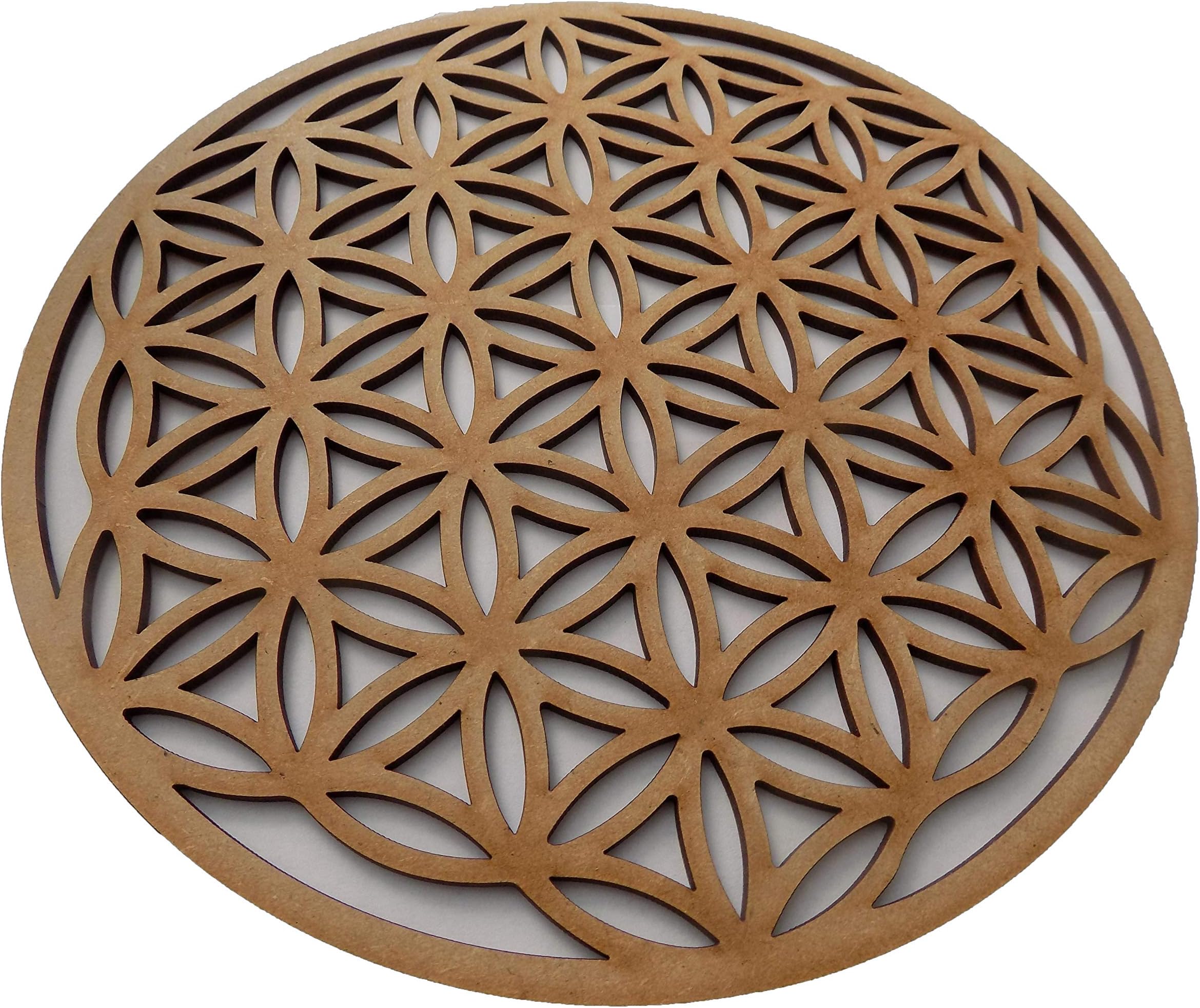 CraftyMDF Wood Flower of life. MDF wall art with holes for hanging 20 cm diameter. Sacred Geometry
