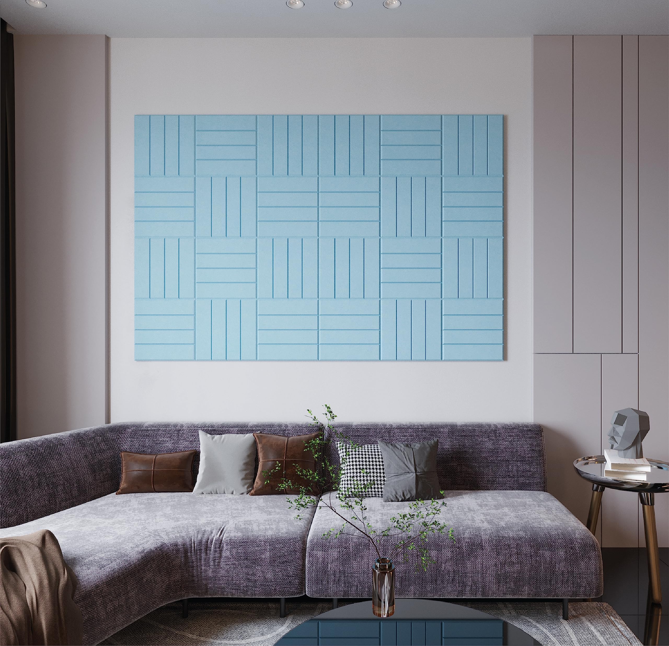 Acoustic.ae VertiGroove PETFELT acoustic wall panels Pack of 6 Pcs (300 X 300 X 9 mm). Acoustic treatment for walls in Home and Offices. A product made in UAE.