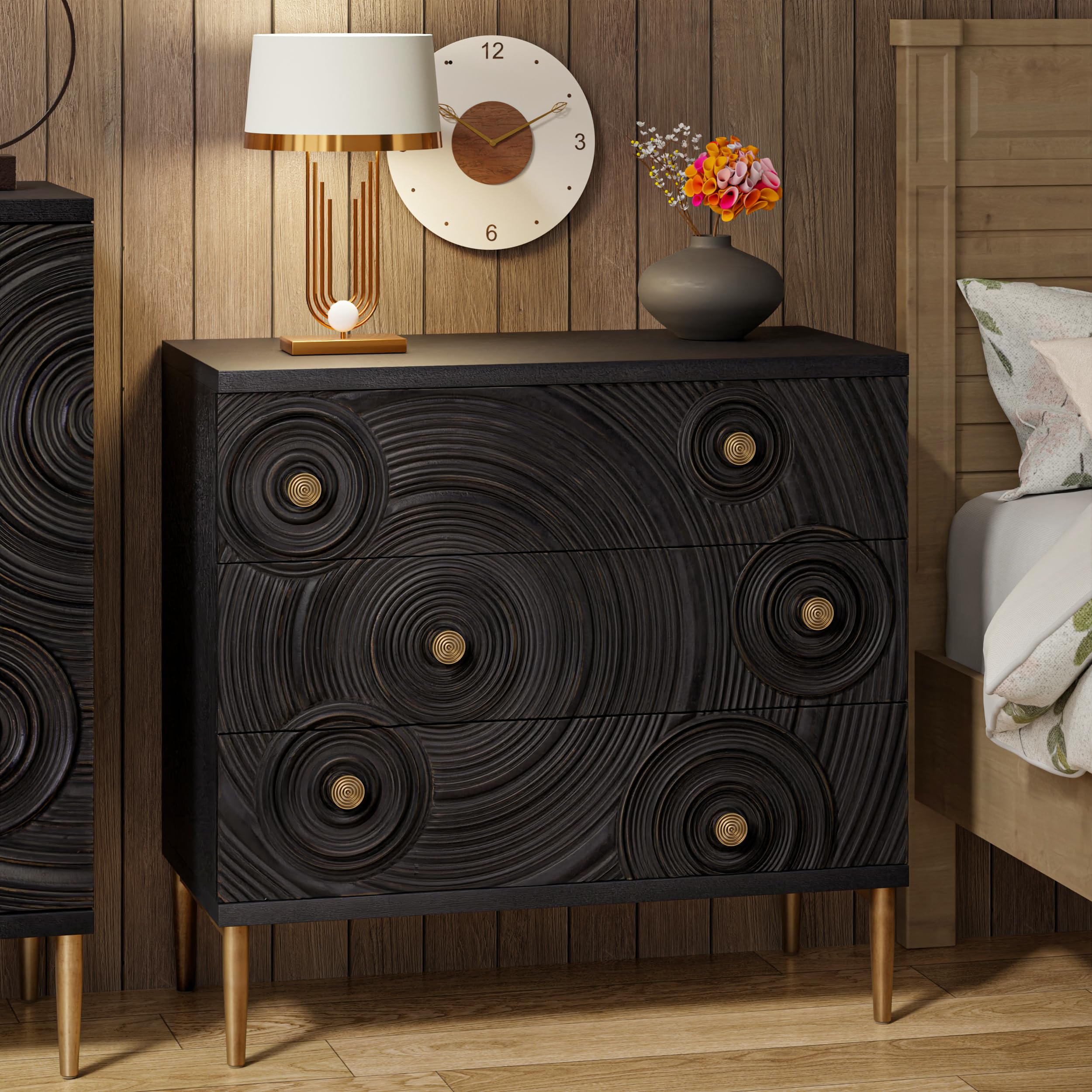 boho black dresser Aoikax Embossed 3 Drawer with Ring Motif, and Gold atr_athleisure-NA Imagine this sculptural piece Size:EU 38 / US 7.5 CYCLAMEN Plus Size Sparkly