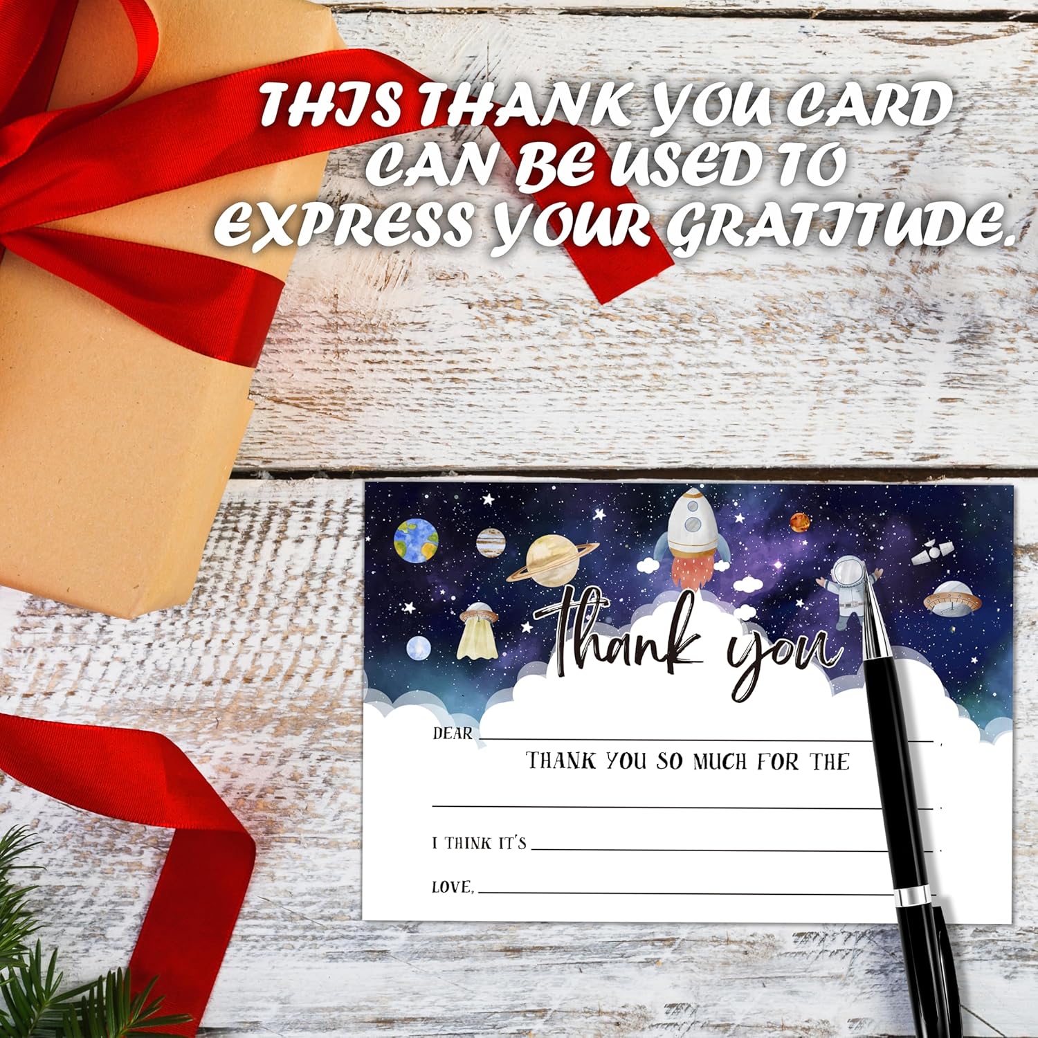 Kids Thank You Cards, Outer Space Themed Fill In The Blank Thank You Notes With Envelopes, 20 Pcs Planet Astronaut Greeting Cards For Birthday Party, Baby Shower, Wedding, Party Decor Favor -16 - Image 5