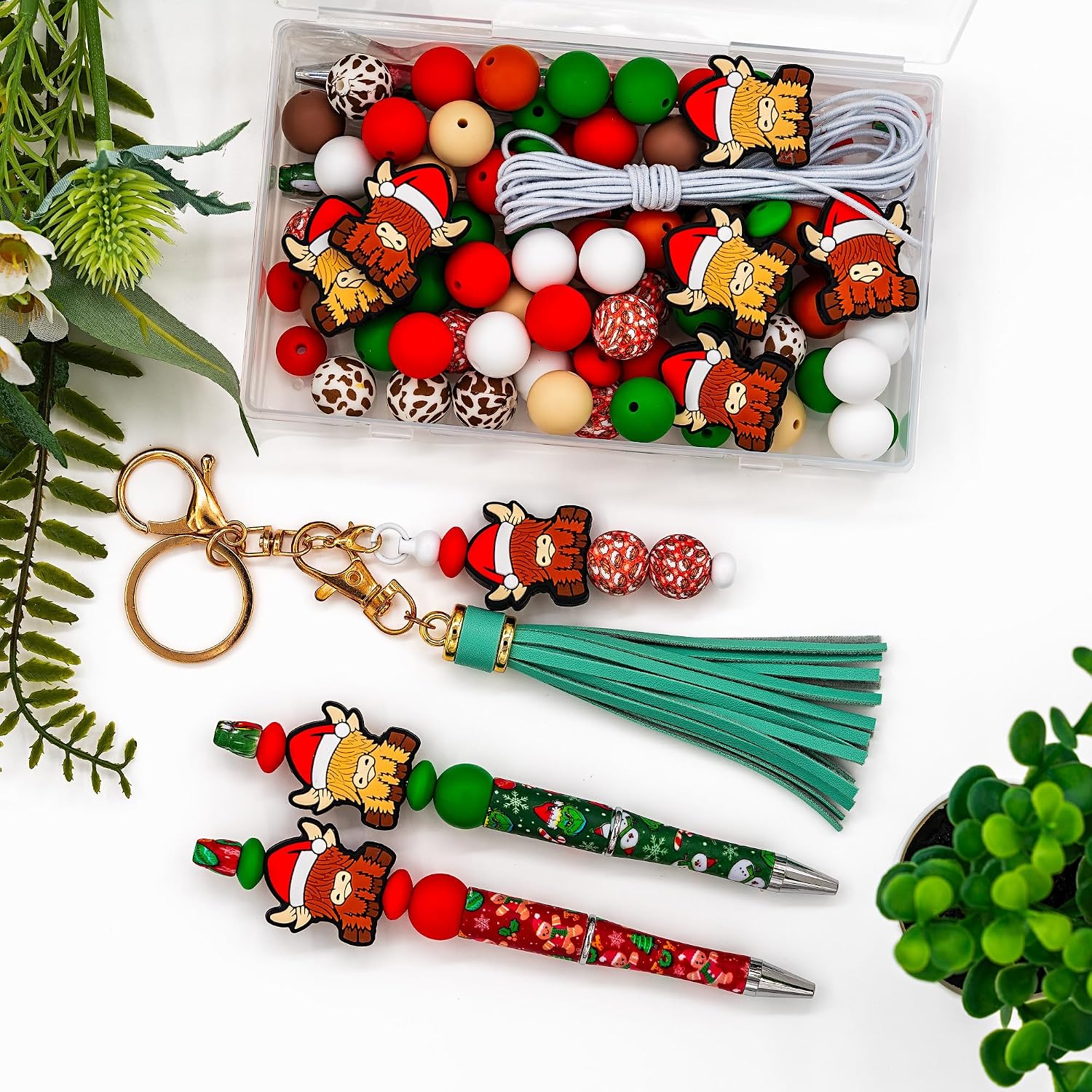 Silicone Beads for DIY Pens Lanyards Bracelets Wristlets and Keychains Variety Cute Losse Beads Accessory (Christmas 81pcs)